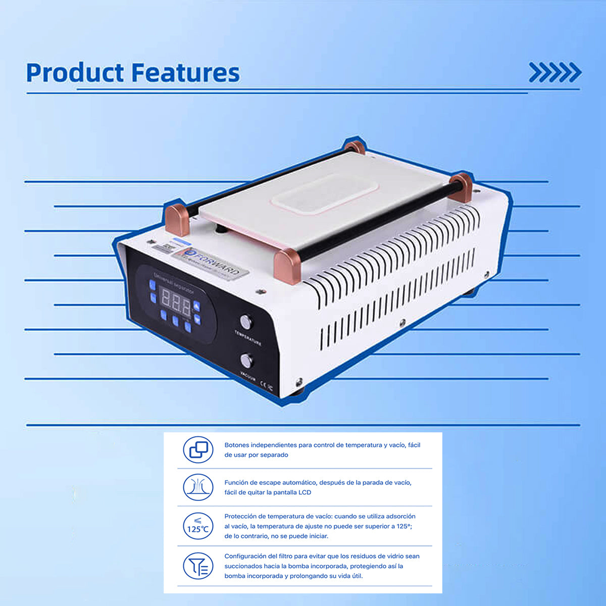 Separador de vacío incorporado de dos botones de 8 pulgadas FW-1082