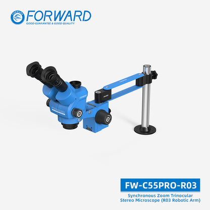 Microscopio Trinocular FW-C55Pro – Zoom Síncrono y Brazo Robótico R03