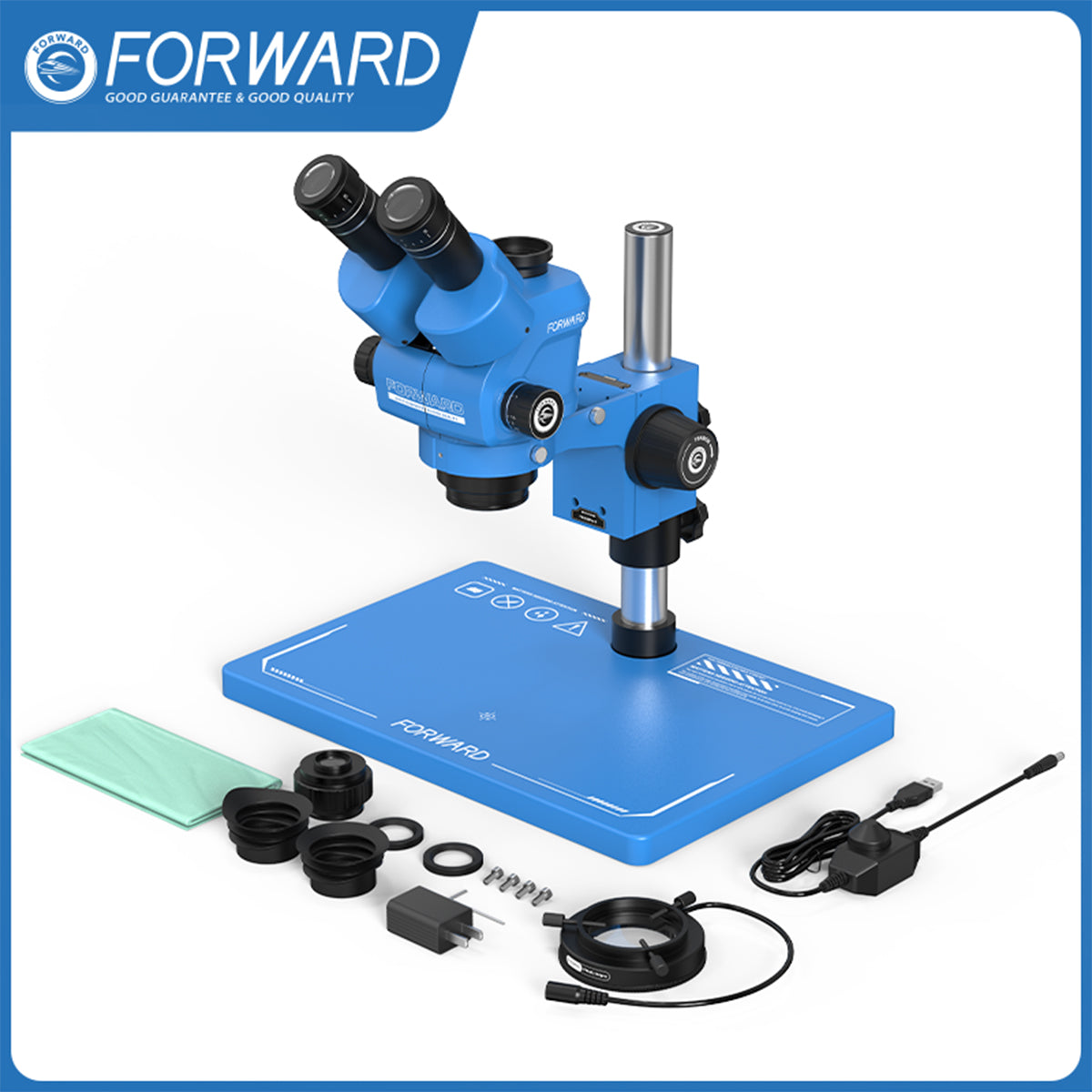 Microscopio Trinocular FW-C55Pro-S – Visión Síncrona y Base de Silicón