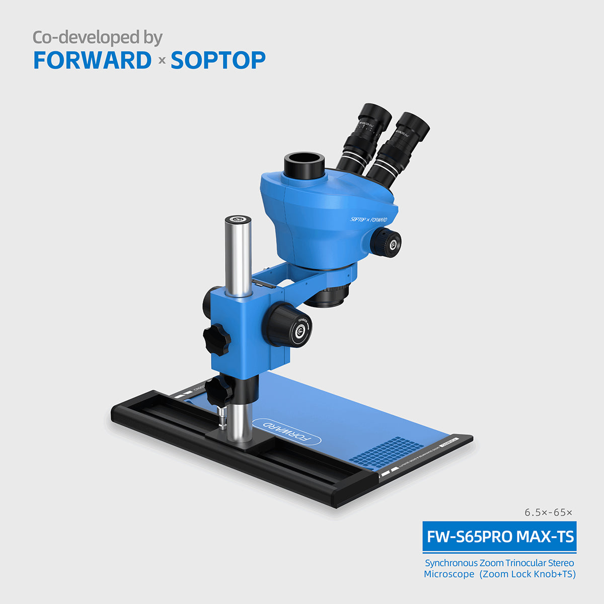 Microscopio Trinocular Forward FW-S65Promax-TS – Zoom de 65x y Base Deslizante