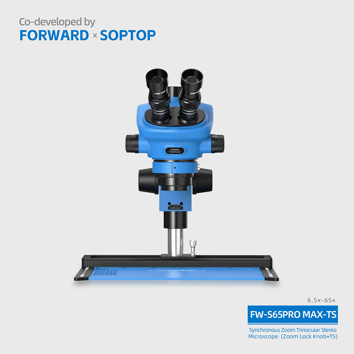 Microscopio Trinocular Forward FW-S65Promax-TS – Zoom de 65x y Base Deslizante