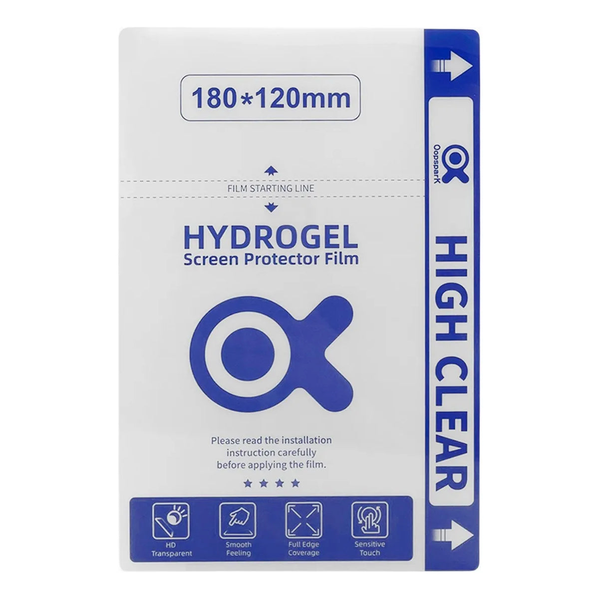 Paquete 50 Micas de Hidrogel Transparente – Outspark 4E OK-05