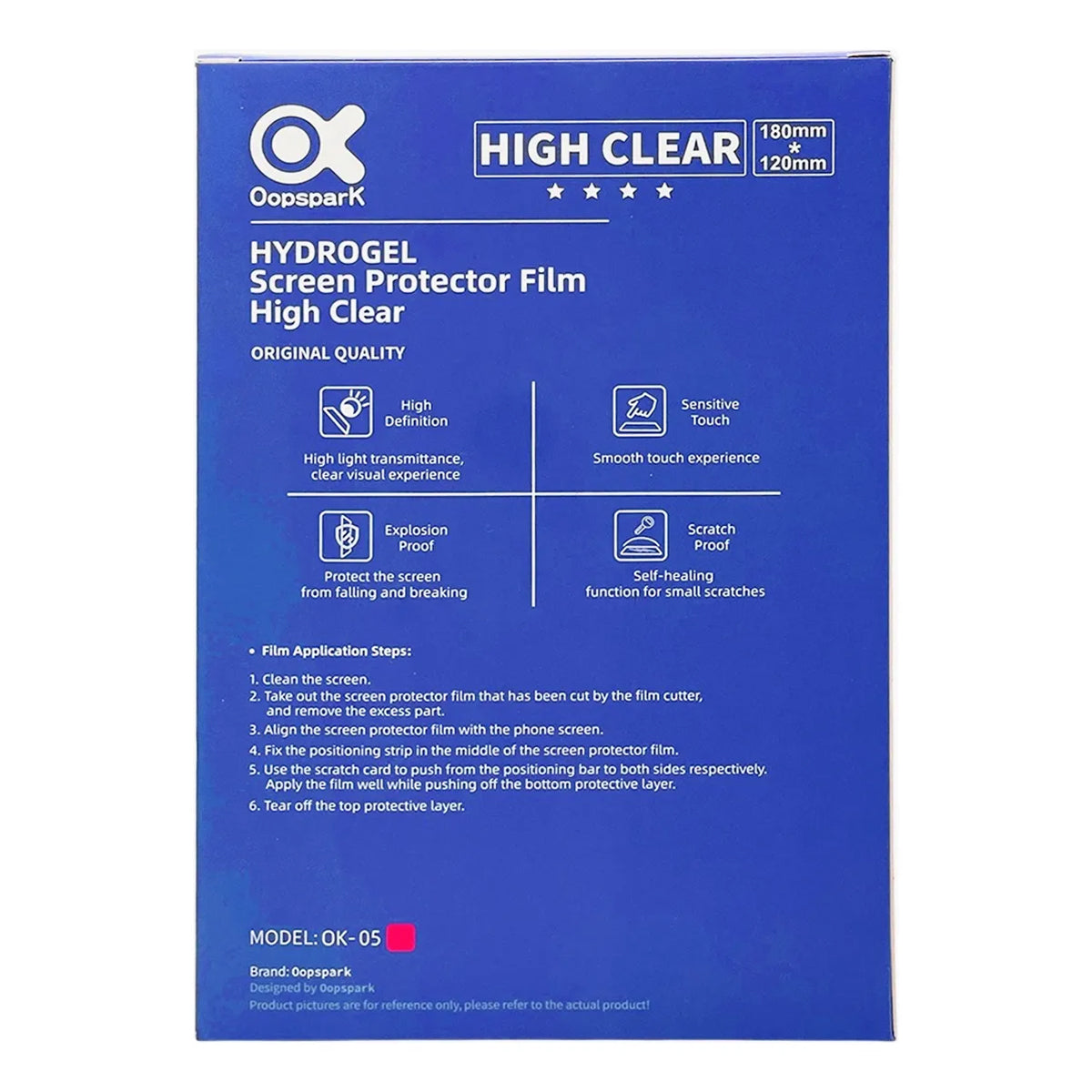 Paquete 50 Micas de Hidrogel Transparente – Outspark 4E OK-05