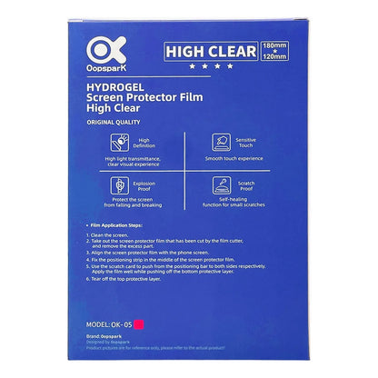Paquete 50 Micas de Hidrogel Transparente – Outspark 4E OK-05